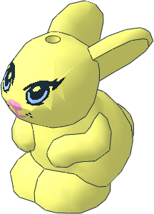 Animal Bunny Sitting with Bright Light Blue Eyes, Bright Pink Nose and Mouth and Black Whisker Dots Pattern