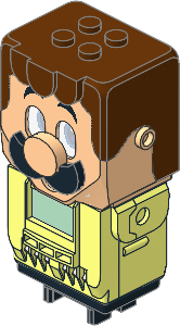 Electric Hub Luigi Assembly with Reddish Brown Hair, Light Nougat Face and Black Moustache Pattern