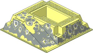 Baseplate 32 x 32 Raised with Ramp and Pit with White and Light Grey Craters Pattern