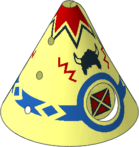 Sheet Fabric Tepee Cover with Buffalo Helmets Pattern (Formed)