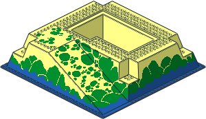 Baseplate 32 x 32 Raised with Ramp and Pit with Water and Green Stones Pattern