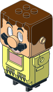Electric Hub Mario Body Assembly with Reddish Brown Hair, Light Nougat Face and Black Moustache Pattern