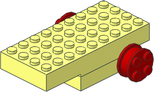 Motor Pull Back  4 x  9 x  2 with 2 Red Wheels with 4 Studs