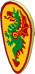 Minifig Shield Ovoid with Green Dragon Pattern