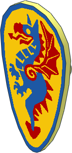 Minifig Shield Ovoid with Blue Dragon Pattern
