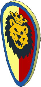 Minifig Shield Ovoid with Royal Knights Lion Pattern