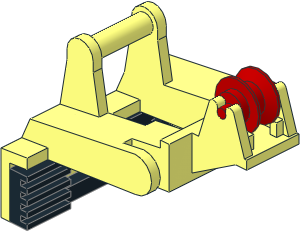 Container Lifting Grab Tool Half with Rubber_Black Grip and Red Wheel