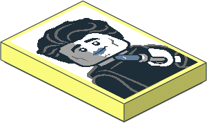 Tile  2 x  3 with Black and White Minifig and Metal Blue Lipstick Sticker