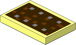 Tile  2 x  3 with  8 Metallic Silver Squares and 12 Reddish Brown Quadrilateral on Dark Brown Background Pattern