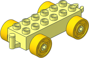 Duplo Car Base  2 x  6 with Yellow Wheels with Fake Bolts