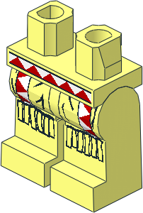 Minifig Hips and Legs with Red/White Triangles, Fringe Pattern