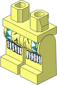 Minifig Hips and Legs with Dark Turquoise/White Triangles, White Fringe Pattern