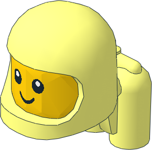Minifig Baby Head with Space Helmet and Air Tanks and Yellow Face with Eyes and Smile Pattern