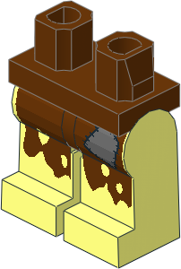 Minifig Hips and Legs with Rags and Patch Pattern