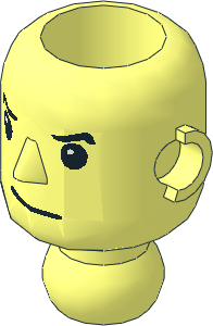 Technic Action Figure Head with Frown and Smirk Pattern