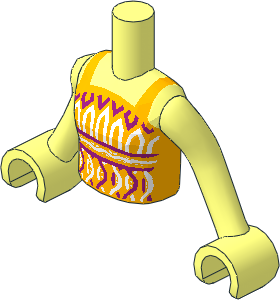 Figure Friends Girl Torso with Arms with Bright Light Orange Halter Top with Magenta and White Pattern