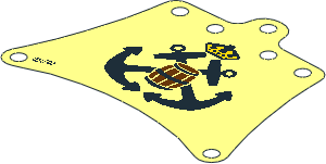 Sail 12 x 10 Trapezoidal with Black Crossed Anchors, Crown and Barrel Pattern