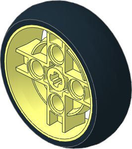 Wheel 14 x 35 with 4 Spokes with Integral Rubber Black Tyre Pattern