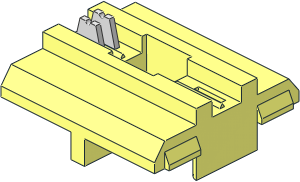 ~Electric Brick  2 x  2 x  0.667 Underside with Bottom Square Hole with Angled Sides with Metal Clamps