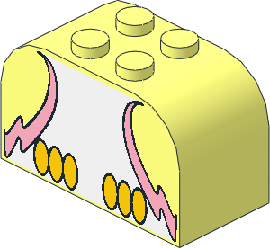 Brick  2 x  4 x  2 with Curved Top with Parrot Body and White / Pink Feathers Pattern