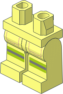 Minifig Hips and Legs with Reflective Stripes and Tan Pocket Outline Pattern
