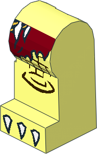 Minifig Leg Left with Dark Red Loincloth, Belt with White Spikes and White Claws Pattern