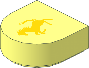 Tile  1 x  1 with Rounded End with Yellow Ferrari Horse Logo Pattern