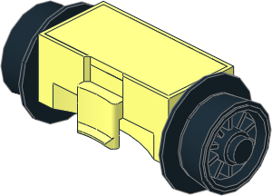 Train Brick  2 x  4 x  1.333 Sliding Wheel Block - Type B with Black Conical Wheels with Black Tyre