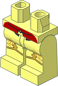 Minifig Hips and Legs with Shirttails, Gold Band and Fleur de Lis Pattern