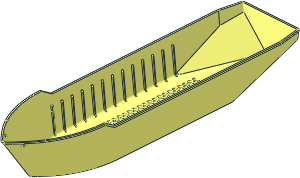 ~Boat Hull Floating 51 x 12 with V-shaped Stern