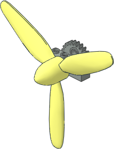 Propeller  3 Blade 15 Diameter with Light Grey Technic Brick and Gear 24t