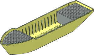 Boat Hull Floating 51 x 12 with V-shaped Stern with Light Grey Decks