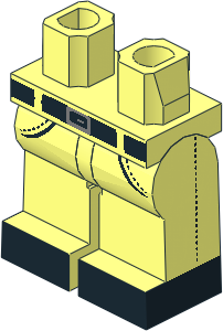 Minifig Hips and Legs with Metallic Silver Buckle and Black Belt, Pockets and Shoes Pattern