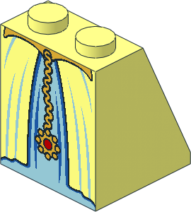 Slope Brick 65  2 x  2 x  2 with Robe, Belted Gown and Gold Chain Pattern