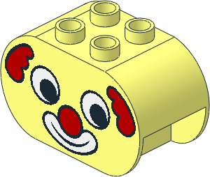 Duplo Brick  2 x  4 x  2 with Rounded Ends with Clown Face Pattern