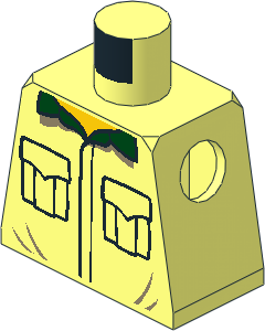 Minifig Torso with Black Outlined Pockets and Dark Green Collar Pattern