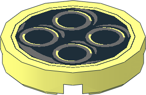 Tile  2 x  2 Round with Four Dark Grey Rings inside Black Disc Pattern