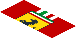 ~Sticker  0.8 x  1.9 with Ferrari Logo and Tricolor Stripe on Red Background -  Second Face