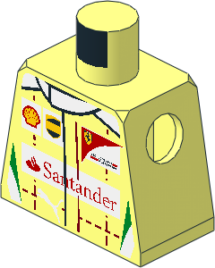 Minifig Torso with Race Suit with Scuderia Ferrari Logos and Tricolor Stripes Pattern