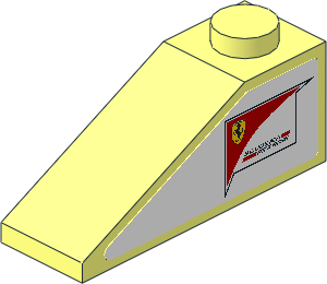 Slope Brick 33  3 x  1 with Scuderia Ferrari Logo on White Background Stickers