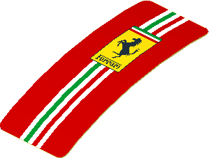 Sticker  0.8 x  1.9 with Ferrari Logo and Tricolor Stripe on Red Background (Formed)