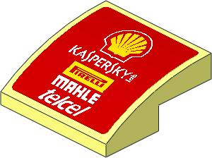 Slope Brick Curved  2 x  2 x  0.667 with Logos on Red Background Sticker