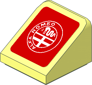 Slope Brick 31  1 x  1 x 0.667 with White Alfa Romeo Logo on Red Background Right Sticker