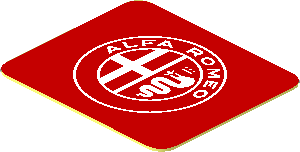 Sticker  0.8 x  0.9 with White Alfa Romeo Logo on Red Background