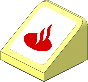 Slope Brick 31  1 x  1 x 0.667 with Red Santander Logo on White Background Sticker