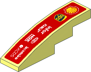 Slope Brick Curved  4 x  1 with Logos on Red Background Left Sticker