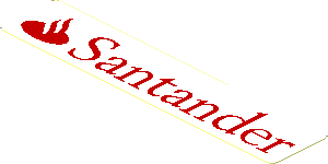 Sticker  0.8 x  3.8 with Red Santander Logo on White Background