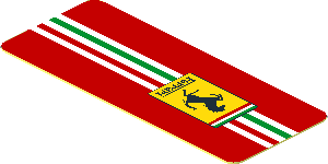 Sticker  0.8 x  1.9 with Ferrari Logo and Tricolor Stripe on Red Background