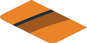 ~Sticker  0.8 x  3.1 with Black and Dark Orange Arch on Orange Background Right - Fifth Face