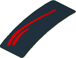 Sticker  0.8 x  1.9 with Red Stripes on Black Background Left (Formed)